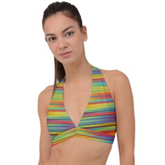 Colorful Background Pattern Halter Plunge Bikini Top