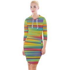 Colorful Background Pattern Quarter Sleeve Hood Bodycon Dress