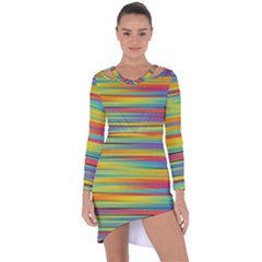 Colorful Background Pattern Asymmetric Cut-out Shift Dress