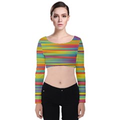 Colorful Background Pattern Velvet Long Sleeve Crop Top by Wegoenart