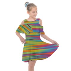 Colorful Background Pattern Kids  Shoulder Cutout Chiffon Dress by Wegoenart