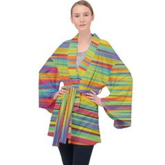 Colorful Background Pattern Velvet Kimono Robe