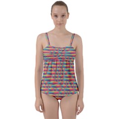 Background Abstract Colorful Twist Front Tankini Set by Wegoenart