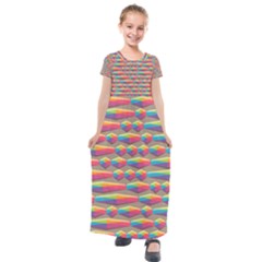 Background Abstract Colorful Kids  Short Sleeve Maxi Dress by Wegoenart