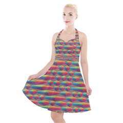 Background Abstract Colorful Halter Party Swing Dress 