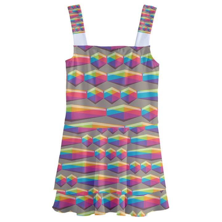 Background Abstract Colorful Kids  Layered Skirt Swimsuit