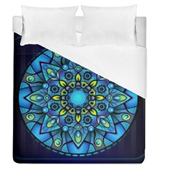 Mandala Blue Abstract Circle Duvet Cover (queen Size) by Wegoenart