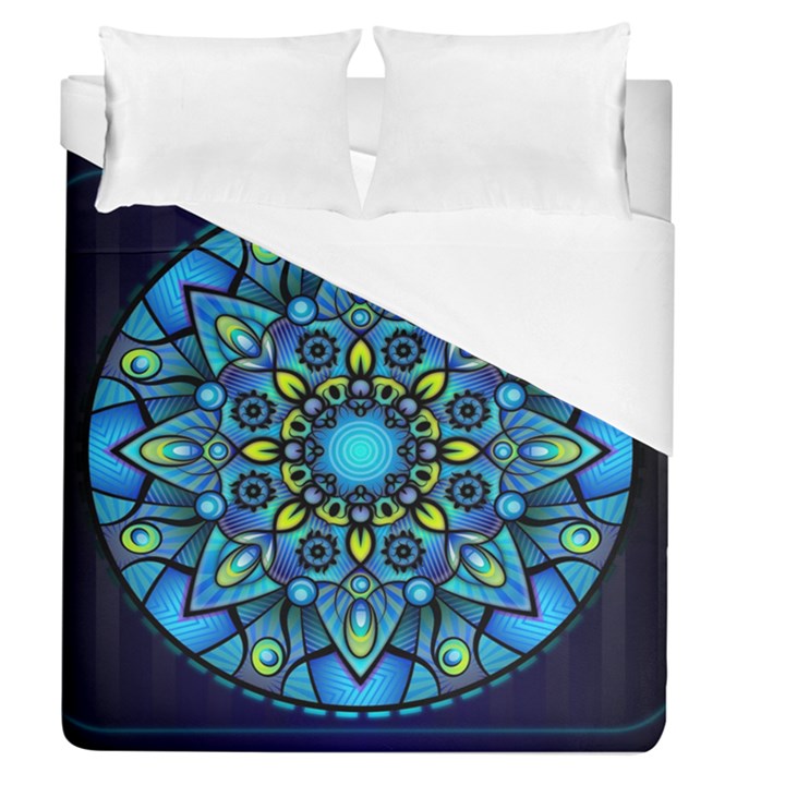 Mandala Blue Abstract Circle Duvet Cover (Queen Size)