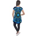 Mandala Blue Abstract Circle Cap Sleeve High Low Top View2