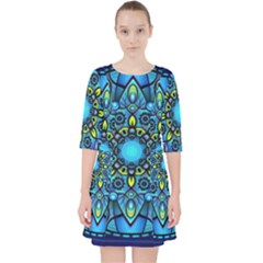 Mandala Blue Abstract Circle Pocket Dress by Wegoenart