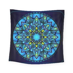 Mandala Blue Abstract Circle Square Tapestry (small) by Wegoenart