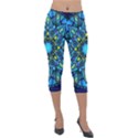 Mandala Blue Abstract Circle Lightweight Velour Capri Leggings  View1