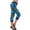 Mandala Blue Abstract Circle Lightweight Velour Capri Leggings  View4