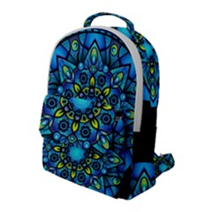 Mandala Blue Abstract Circle Flap Pocket Backpack (large)