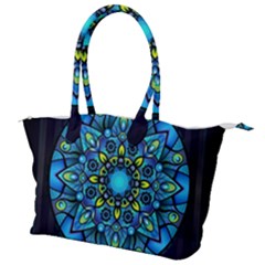 Mandala Blue Abstract Circle Canvas Shoulder Bag