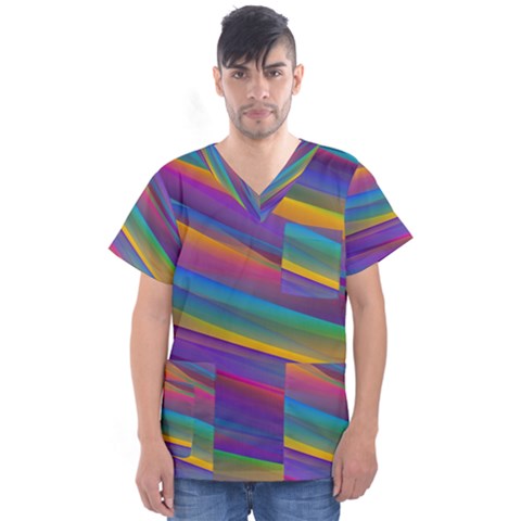 Colorful Background Men s V-neck Scrub Top by Wegoenart