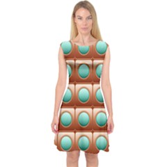 Abstract Background Circle Square Capsleeve Midi Dress by Wegoenart