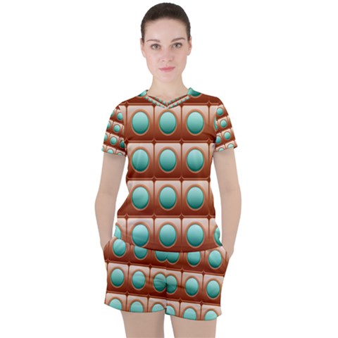 Abstract Background Circle Square Women s Tee And Shorts Set by Wegoenart