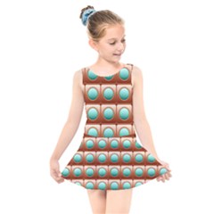 Abstract Background Circle Square Kids  Skater Dress Swimsuit by Wegoenart