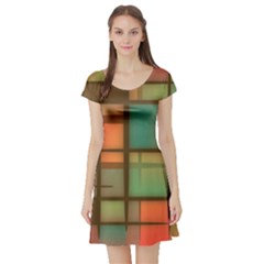 Background Abstract Colorful Short Sleeve Skater Dress by Wegoenart