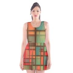 Background Abstract Colorful Scoop Neck Skater Dress by Wegoenart