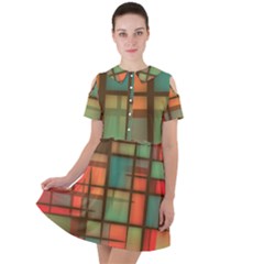 Background Abstract Colorful Short Sleeve Shoulder Cut Out Dress 