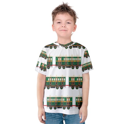 Trains Pattern Transportation Kids  Cotton Tee by Wegoenart