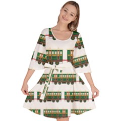 Trains Pattern Transportation Velour Kimono Dress