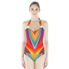 Colorful Background Art Pattern Halter Swimsuit by Wegoenart