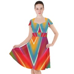 Colorful Background Art Pattern Cap Sleeve Midi Dress