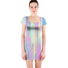 Background Abstract Pastels Short Sleeve Bodycon Dress by Wegoenart