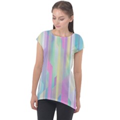 Background Abstract Pastels Cap Sleeve High Low Top