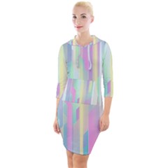 Background Abstract Pastels Quarter Sleeve Hood Bodycon Dress