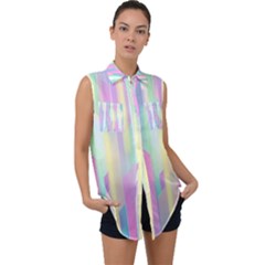 Background Abstract Pastels Sleeveless Chiffon Button Shirt