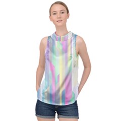 Background Abstract Pastels High Neck Satin Top