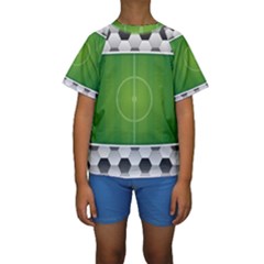 Background Sports Soccer Football Kids  Short Sleeve Swimwear by Wegoenart