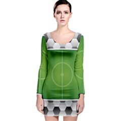 Background Sports Soccer Football Long Sleeve Bodycon Dress by Wegoenart