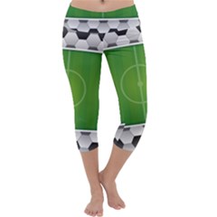 Background Sports Soccer Football Capri Yoga Leggings by Wegoenart