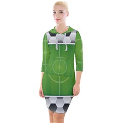 Background Sports Soccer Football Quarter Sleeve Hood Bodycon Dress by Wegoenart