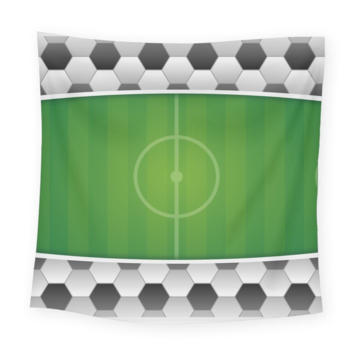 Background Sports Soccer Football Square Tapestry (Large)