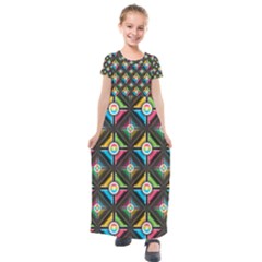 Seamless Pattern Background Abstract Kids  Short Sleeve Maxi Dress by Wegoenart