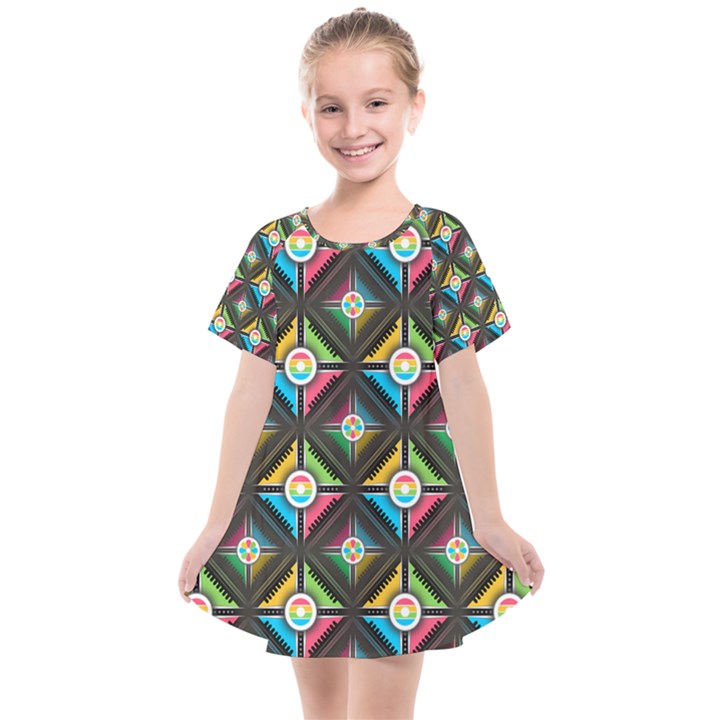 Seamless Pattern Background Abstract Kids  Smock Dress