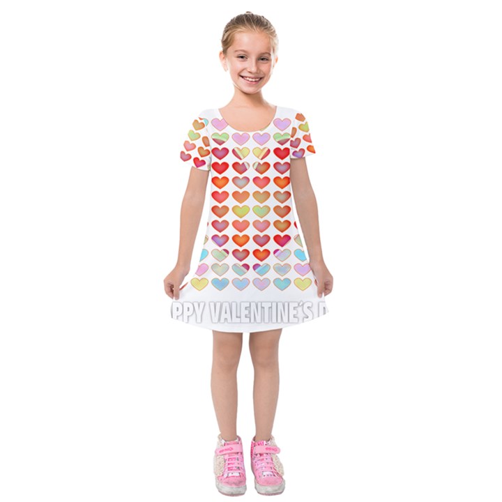 Valentine Valentines Day Card Love Kids  Short Sleeve Velvet Dress