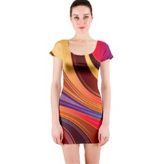 Abstract Colorful Background Wavy Short Sleeve Bodycon Dress by Wegoenart