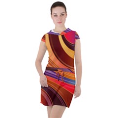 Abstract Colorful Background Wavy Drawstring Hooded Dress