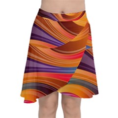 Abstract Colorful Background Wavy Chiffon Wrap Front Skirt by Wegoenart