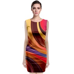 Abstract Colorful Background Wavy Sleeveless Velvet Midi Dress by Wegoenart