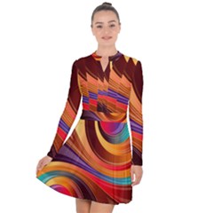 Abstract Colorful Background Wavy Long Sleeve Panel Dress by Wegoenart