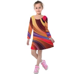 Abstract Colorful Background Wavy Kids  Long Sleeve Velvet Dress by Wegoenart