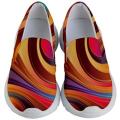 Abstract Colorful Background Wavy Kids  Lightweight Slip Ons by Wegoenart